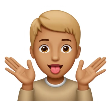 face with tongue out hands to the side  sticker