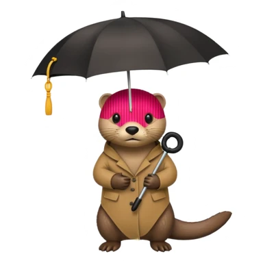 Loutre qui porte un parapluie dans sa main gauche  sticker