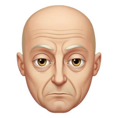 Steven Miller, Trump advisor, bald, grim expression, sagging eyelids drooping more on the outside sticker