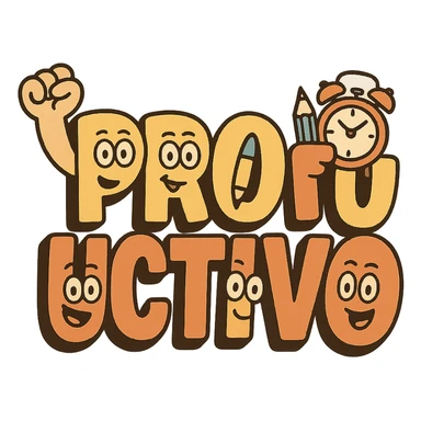 the word 'productivo' in flat toon style, energetic and motivational, suitable for a digital badge, clean and modern design sticker