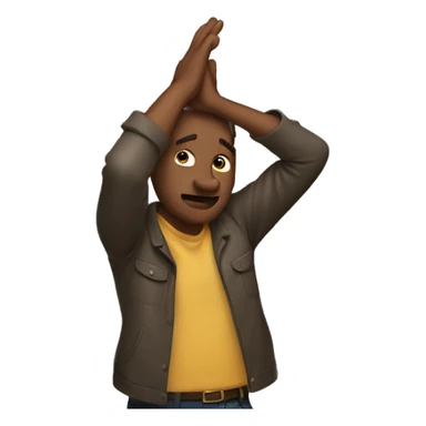 the man throws his hands over his head sticker