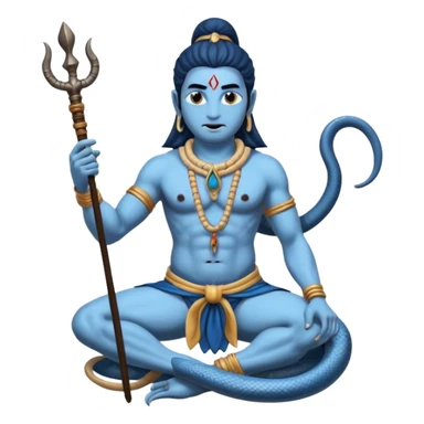 Mahadev real god  shiv not like cartoon  blue body and trishul and and had damru and nack around sanke  sticker