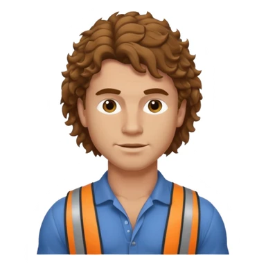 Hot white male builder with curly brown mullet hair and muscles sticker
