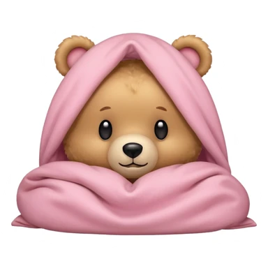 Happy light tan teddy bear hiding under light pink covers  sticker