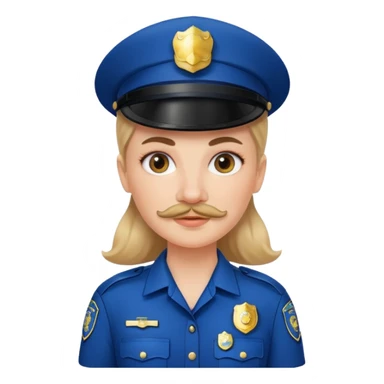 white woman with mustache wear police's uniform sticker