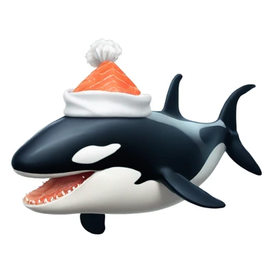 Killer whale with salmon hat sticker
