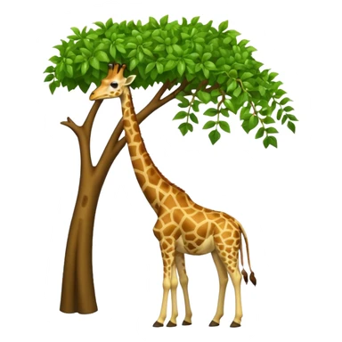 giraffe eating leaves from a tree sticker