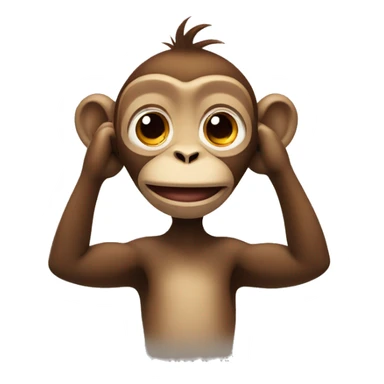 Monkey with a small side smile lifting his hands up like he doesn’t know  sticker