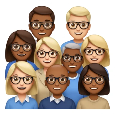 Generate a realistic emoji of someone a group of smart people sticker