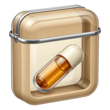 medicine capsule in case in nutral colors sticker