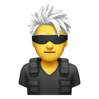 Man with blindfold and white spiky hair sticker