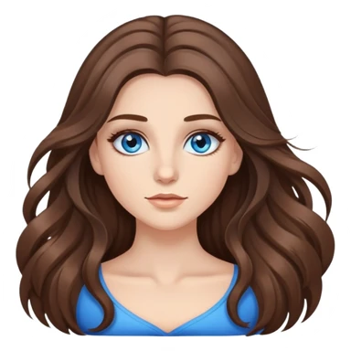 a white girl with long voluminous brunette hair and brown highlights and blue eyes with long eyelashes  sticker