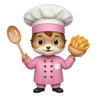 animal with pink chef costume sticker