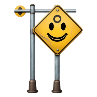 A 3D cartoon street sign showing a towing symbol, on a metal pole, clean background, Memoji-style rendering. sticker