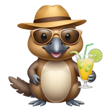 Cool platypus drinking margarita with sunglasses sticker