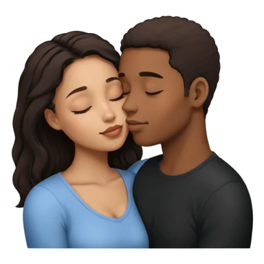 Ebony couple, light skin female brown skin male kissing sticker