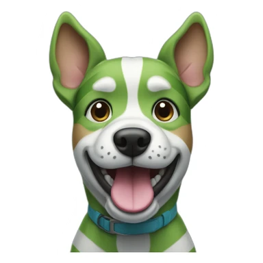 blue and green striped dog with tongue out smilinf sticker