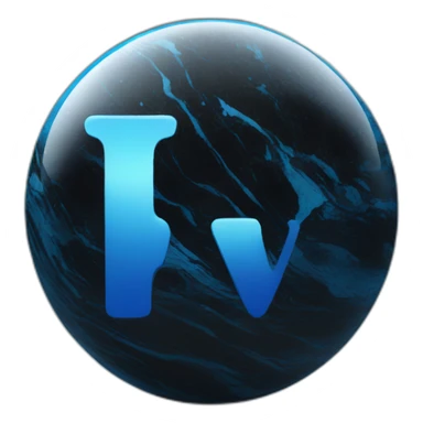 big blue W letter icon on a black marble ball sticker