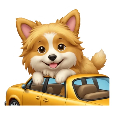 Dog on roof of car sticker