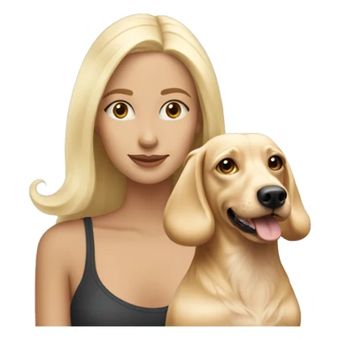 white blonde girl with blonde dachsund long haired dog sticker