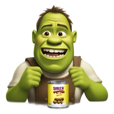 Shrek eating a can of beans sticker