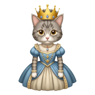 Fluffy grey and tan tabby maincoon cat dressed like the queen of England sticker