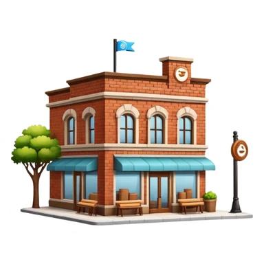 generate realistic detailed coffee shop building in 3d style sticker