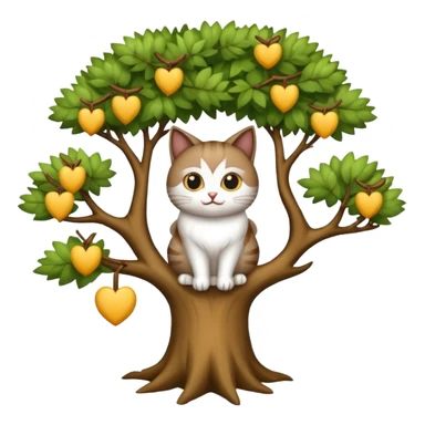 crea un gato con alas de búho con pelaje color cafe y blanco y que este en la rama de un árbol sticker