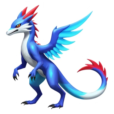 Colorful scaly flurry bioluminescent translucent neon edgy cool dark edgy Latias-Sergal-Vernid-Lombax-Renamon-Zeraora-Bastet-Fakémon-hybrid-fusion-creature, full body sticker
