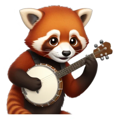 red panda playing banjo sticker