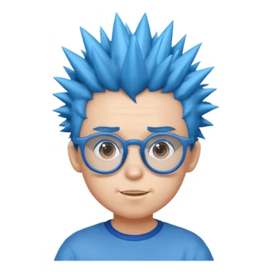 blue spiky haired kid with glasses sticker