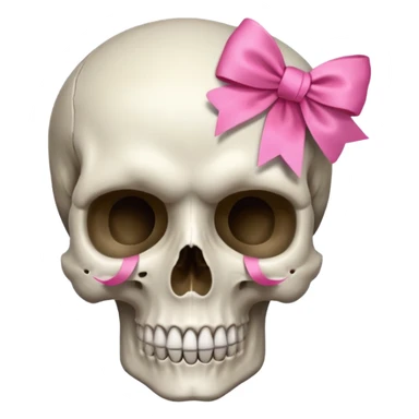 A skull with a small pink ribbon on the side of its head sticker