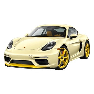 Chalk colored 2024 Porsche 718 Cayman GTS 4.0 with yellow ceramic brakes sticker