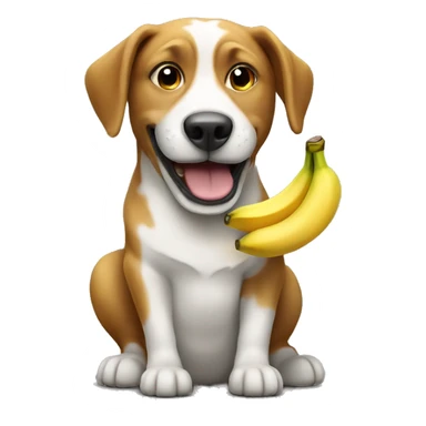 Dog eating a banana sticker