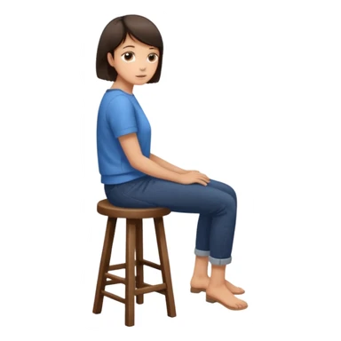 a person sitting on stool with full back head turn

 sticker
