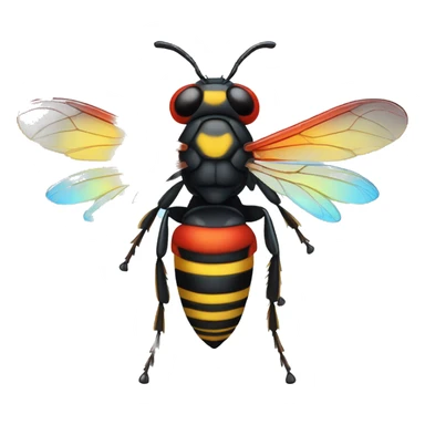 German black red yellow Wasp blue iridescent wings sticker