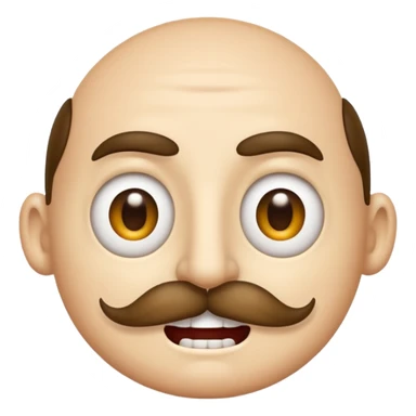 A regular emoji face with Half lidded eyes, large nostrils a moustache and sharp teeth sticker