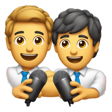 dois homens gays magros de mãos dadas falando no microfone sticker