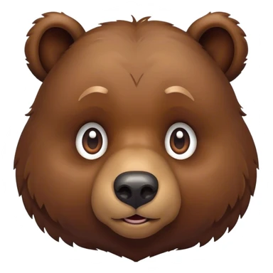 Cinematic Cute Grizzly Bear Portrait Emoji, Head tilted playfully and inquisitively, featuring a dense, rugged deep brown fur with a gentle, curious expression in round, sparkling eyes, Simplified yet irresistibly adorable features, highly detailed, glowing with a warm, friendly glow, high shine, affectionate and surprisingly gentle, stylized with a touch of wild whimsy, bright and endearing, soft glowing outline, capturing the essence of a mischievous yet loving bear, so playful it feels like it could amble out of the screen and into your arms! sticker