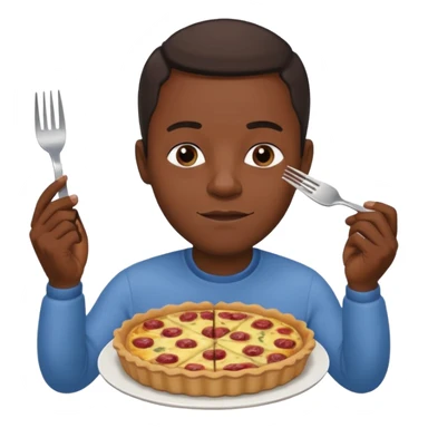 Black man eating a quiche Lorraine sticker