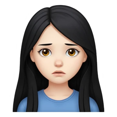 pale girl with long black hair looking sad sticker