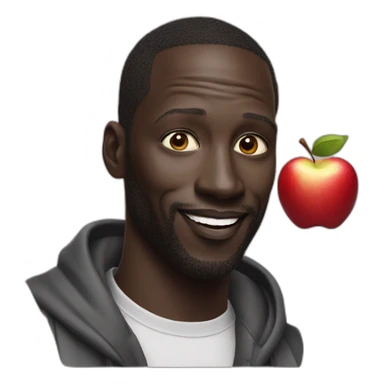 Omar Sy with an apple sticker
