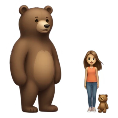 girl standing next to bear sticker