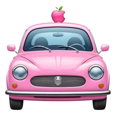 pink car emoji, simple and cheerful, apple style sticker