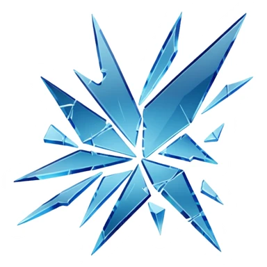 3D render of Broken Glass Shards, forensic investigation aesthetic, sterile clinical lighting, cool blue undertones, sharp high-contrast details, professional clean look. sticker