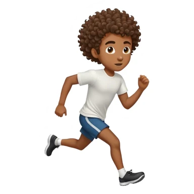 Black boy with half up curly hair running sticker