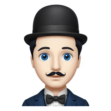Charlie Chaplin dark blue eyes, black hair sticker