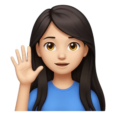 Animated girl dark long hair emoji tapping right side of the head with her hand with duh facial expression  sticker