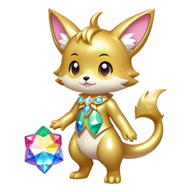 Cute Kawaii Chibi Anthro Sona Pretty Shiny Colorful Sparkly Fakemon Full Body sticker