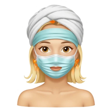 Blonde Lady with face mask spa beauty full face relaxing sticker